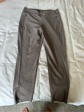 Athleta Women's Taupe Stretch Track Pants with Ankle Zips